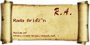 Rada Arián névjegykártya